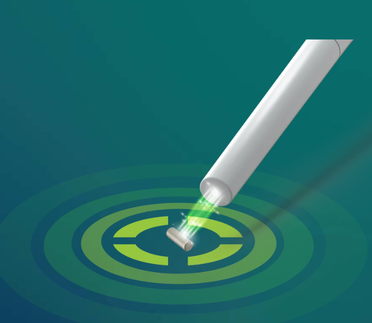 A probe aligning over the marker on the TargetLOC target rings